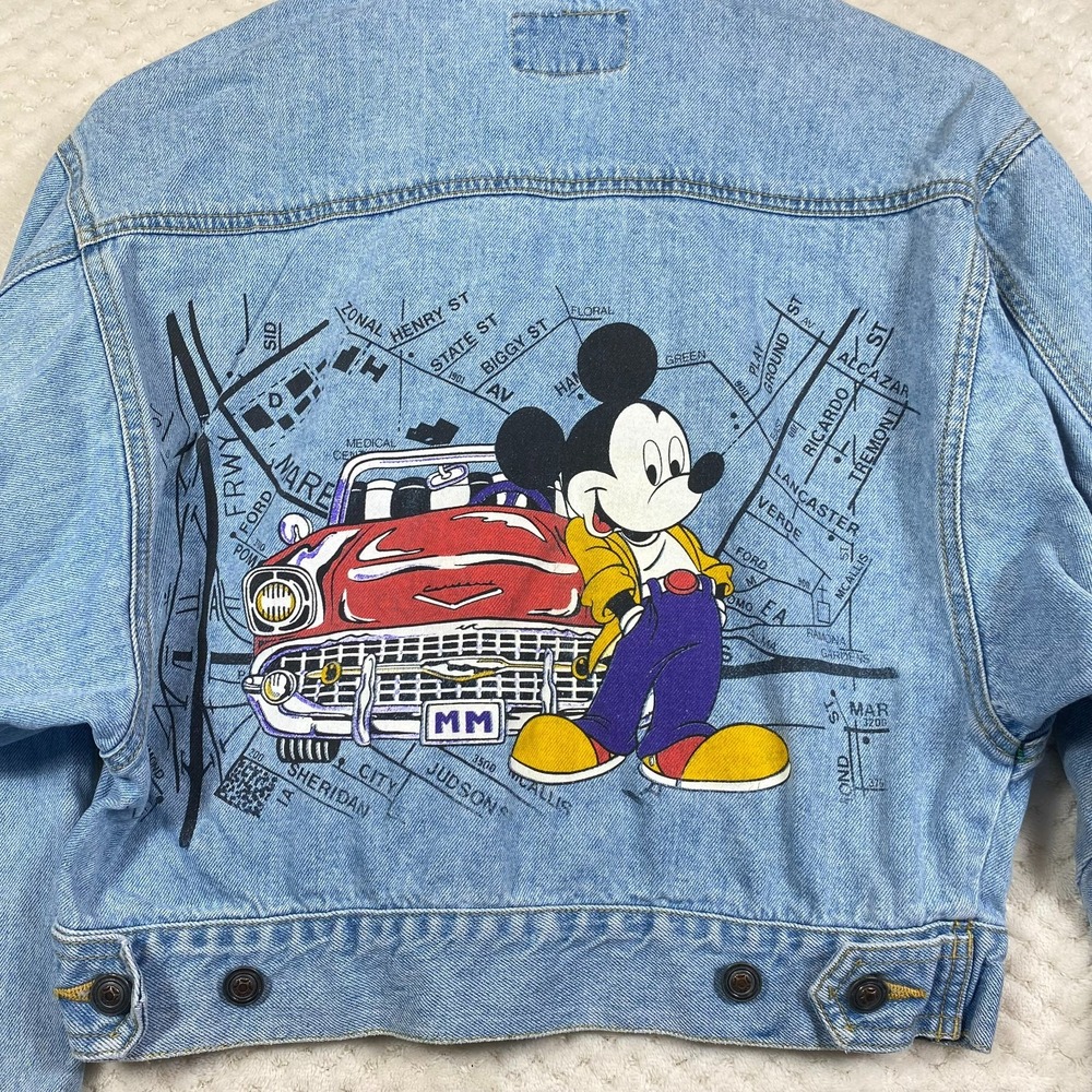 Vintage 90's Disney Mickey Mouse Jerry Leigh Denim Jacket Womens Cropped Small